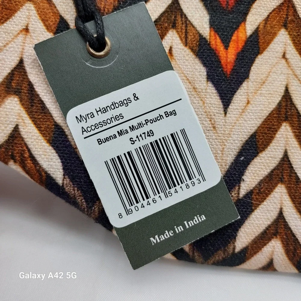 Myra Bag Buena Mia‎ Multi-Pouch Bag S-11749 Woven Chevron Cosmetic Clutch NEW